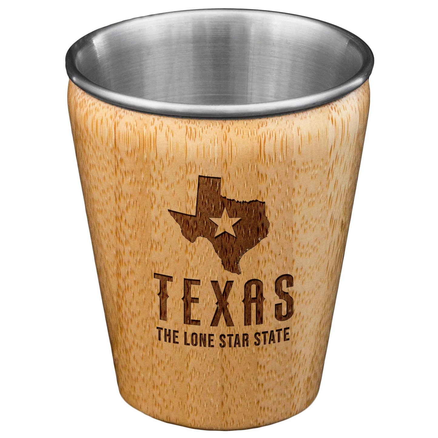 Texas Engraved Shot Glass, Bamboo with Stainless Steel