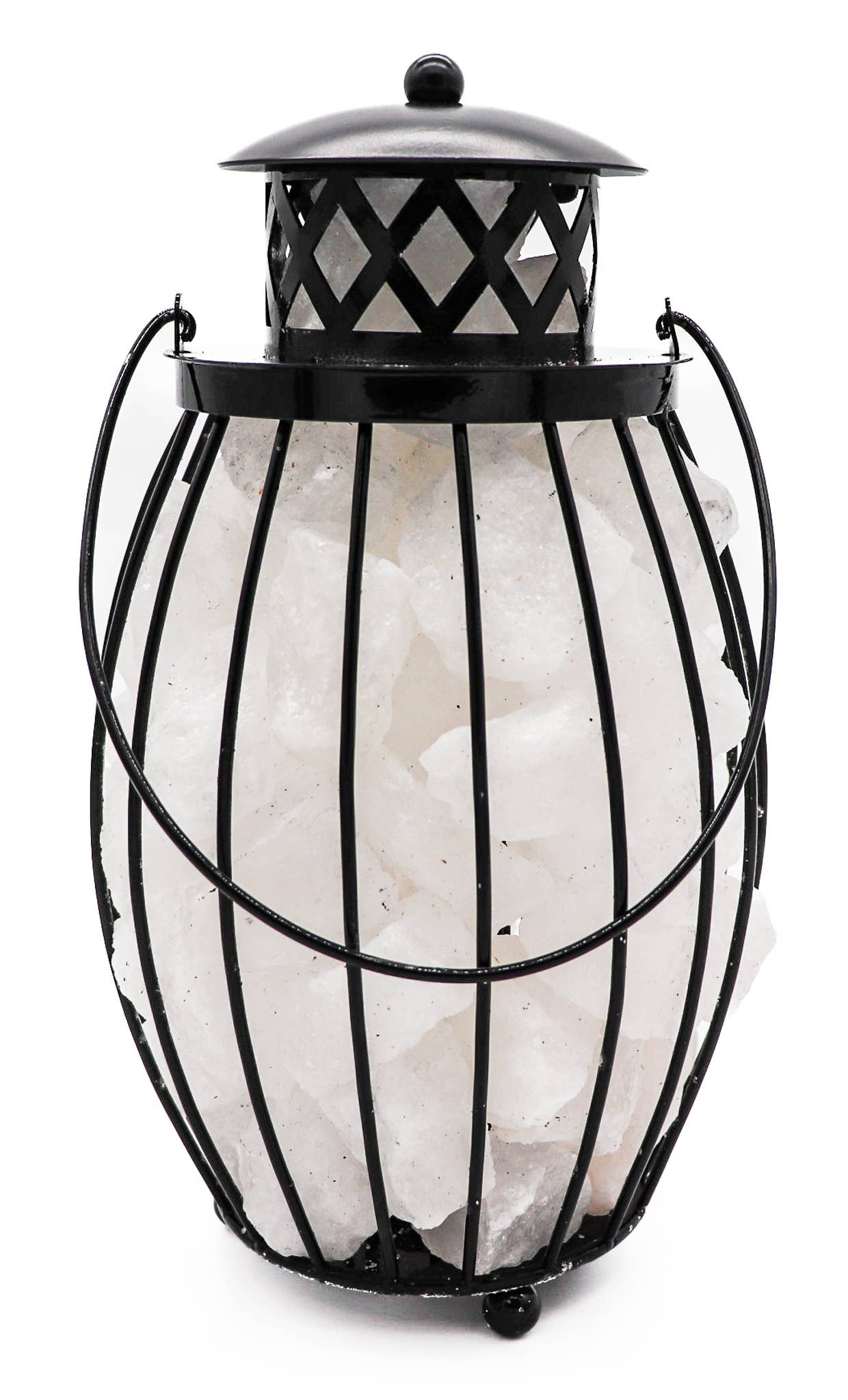Lantern Lamp w/ WHITE Himalayan Salt Chunks