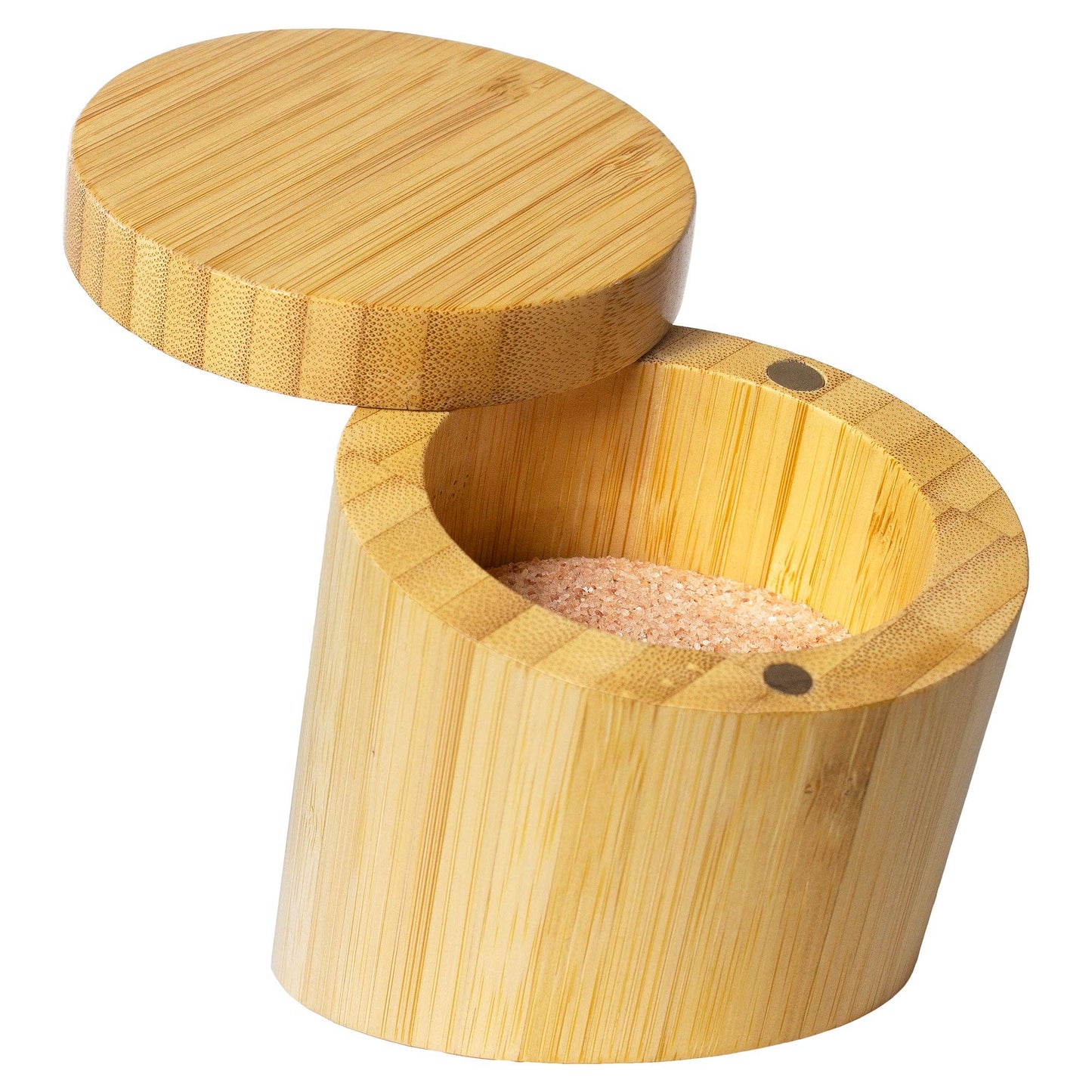 Angled Bamboo Salt Cellar Storage Box with Swivel Lid