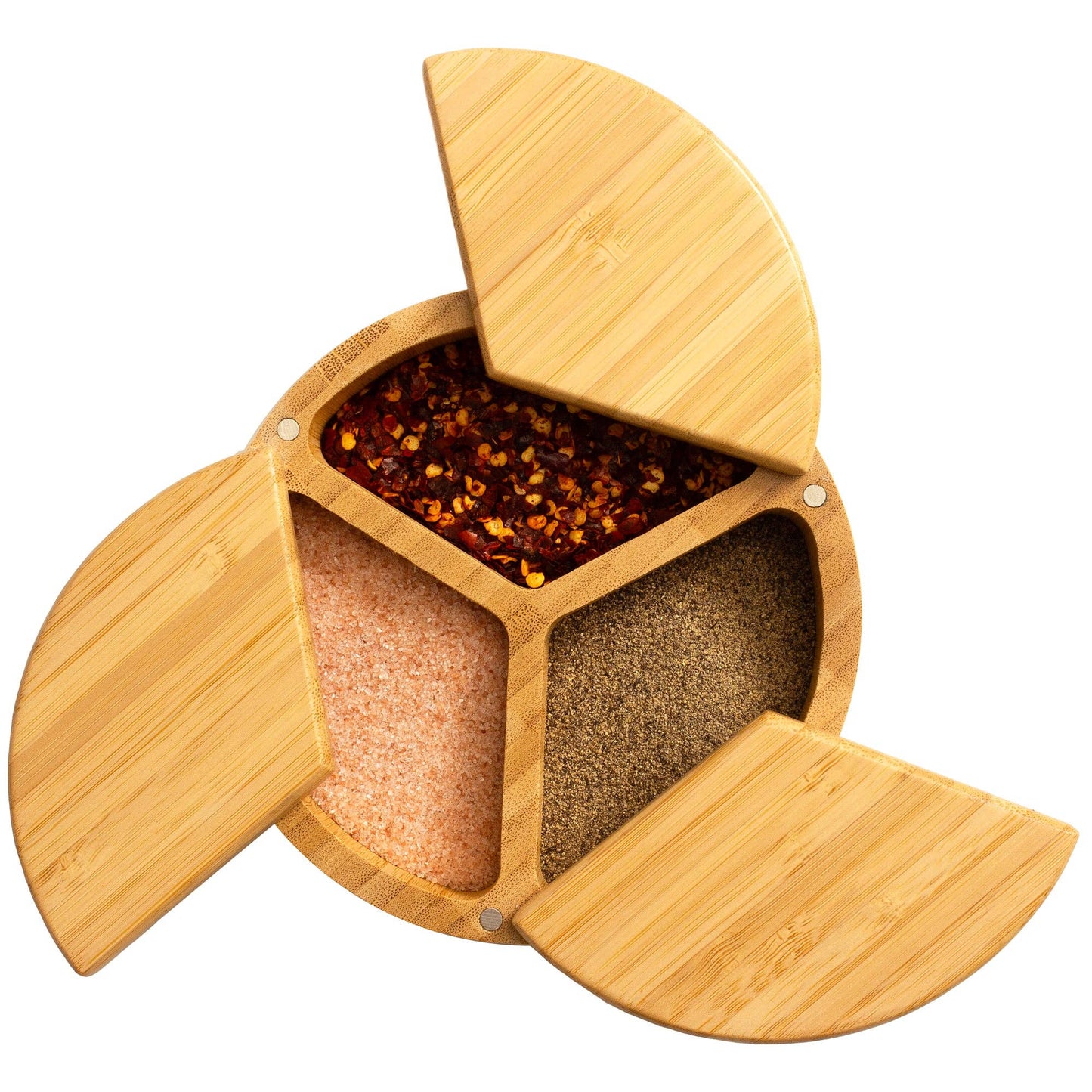 Trio Salt Cellar Storage Box with Swivel Lids
