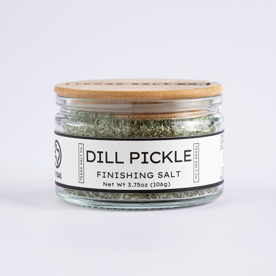 Large pinch jar of Dill Pickle Finishing Salt – 3.75oz by Texas Salt Co.