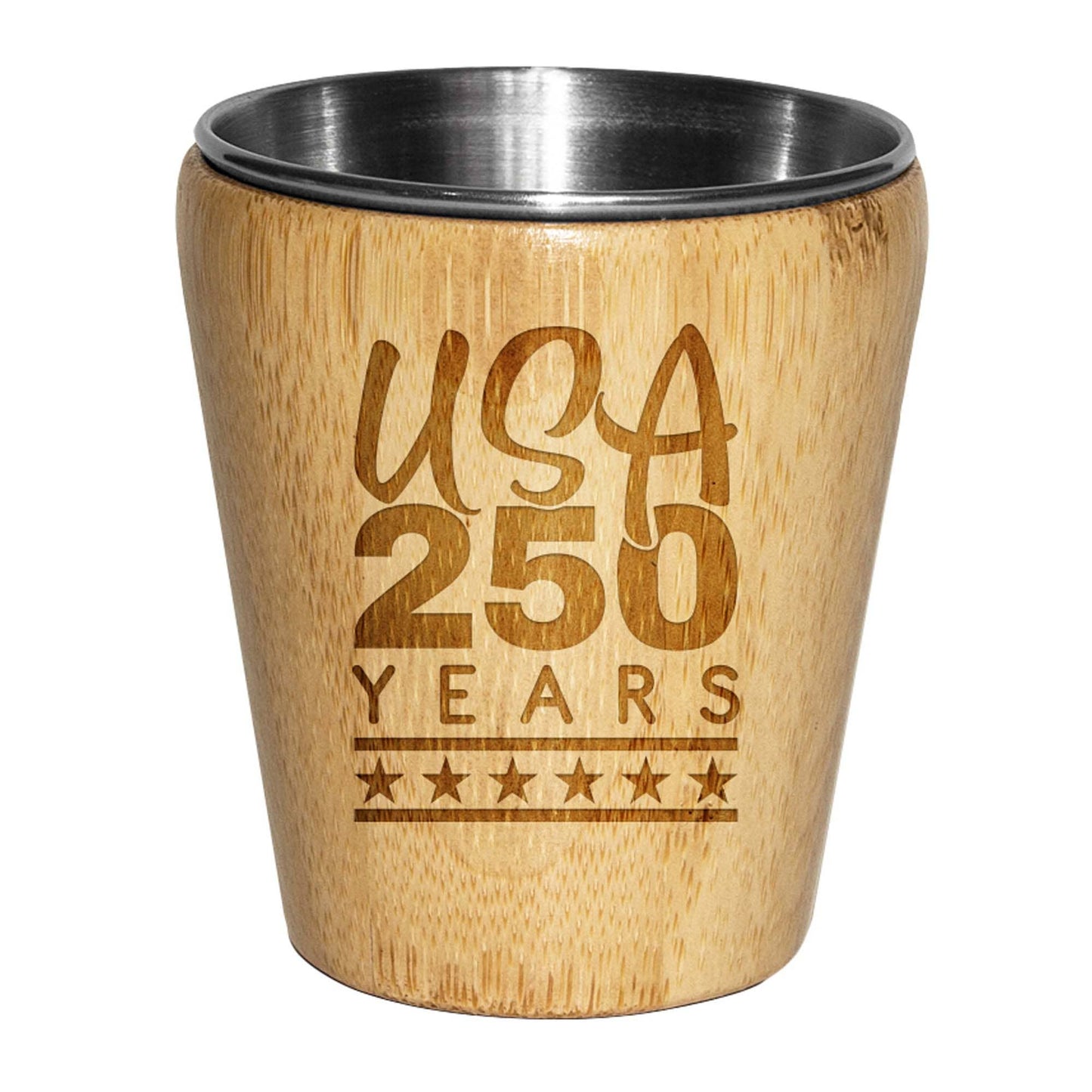 USA 250th Anniversary Engraved Bamboo Shot Glass