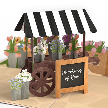 Thinking of You Flower Cart 5''x7'' Card, Pop-Up Cards