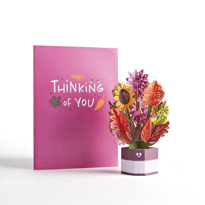Sunflower Card 5"x7" with Mini Bouquet, Flower Vase, Vintage