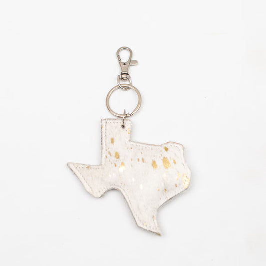 Texas Speckled Metallic Leather Keychain Clip