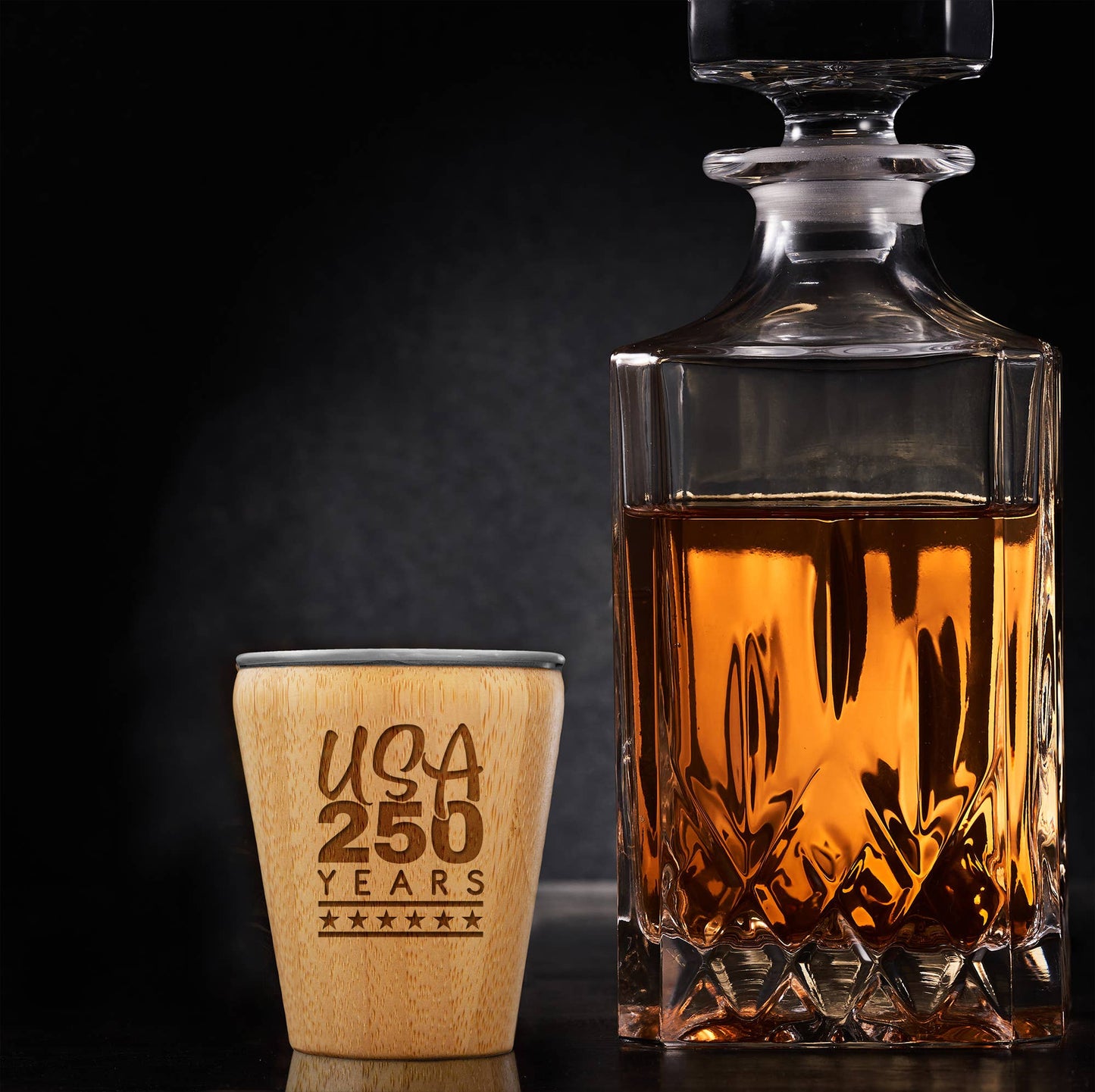 USA 250th Anniversary Engraved Bamboo Shot Glass