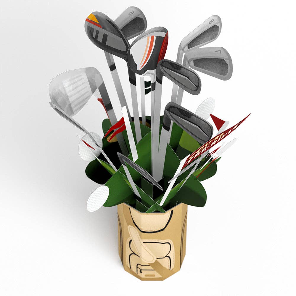 Tee-rific Golf 12”H x 8.5”W Bouquet, Pop-Up Cards