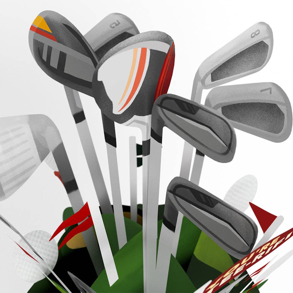 Tee-rific Golf 12”H x 8.5”W Bouquet, Pop-Up Cards