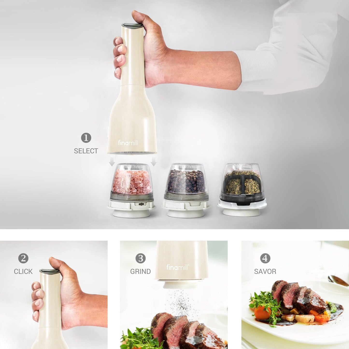 FinaMill Classic Battery - 1 Everyday Pod, 1 Pepper Pod: Soft Cream