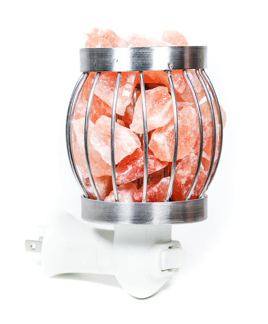Himalayan Salt Rocks in Stainless Steel Basket Night Light