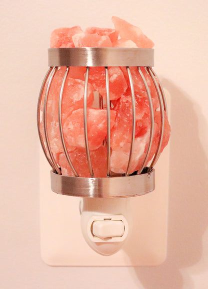 Himalayan Salt Rocks in Stainless Steel Basket Night Light