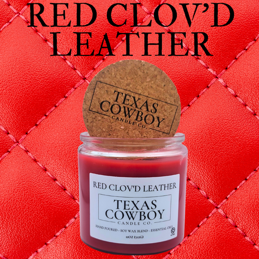 Red Clov'd Leather Candle