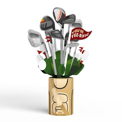 Tee-rific Golf 12”H x 8.5”W Bouquet, Pop-Up Cards