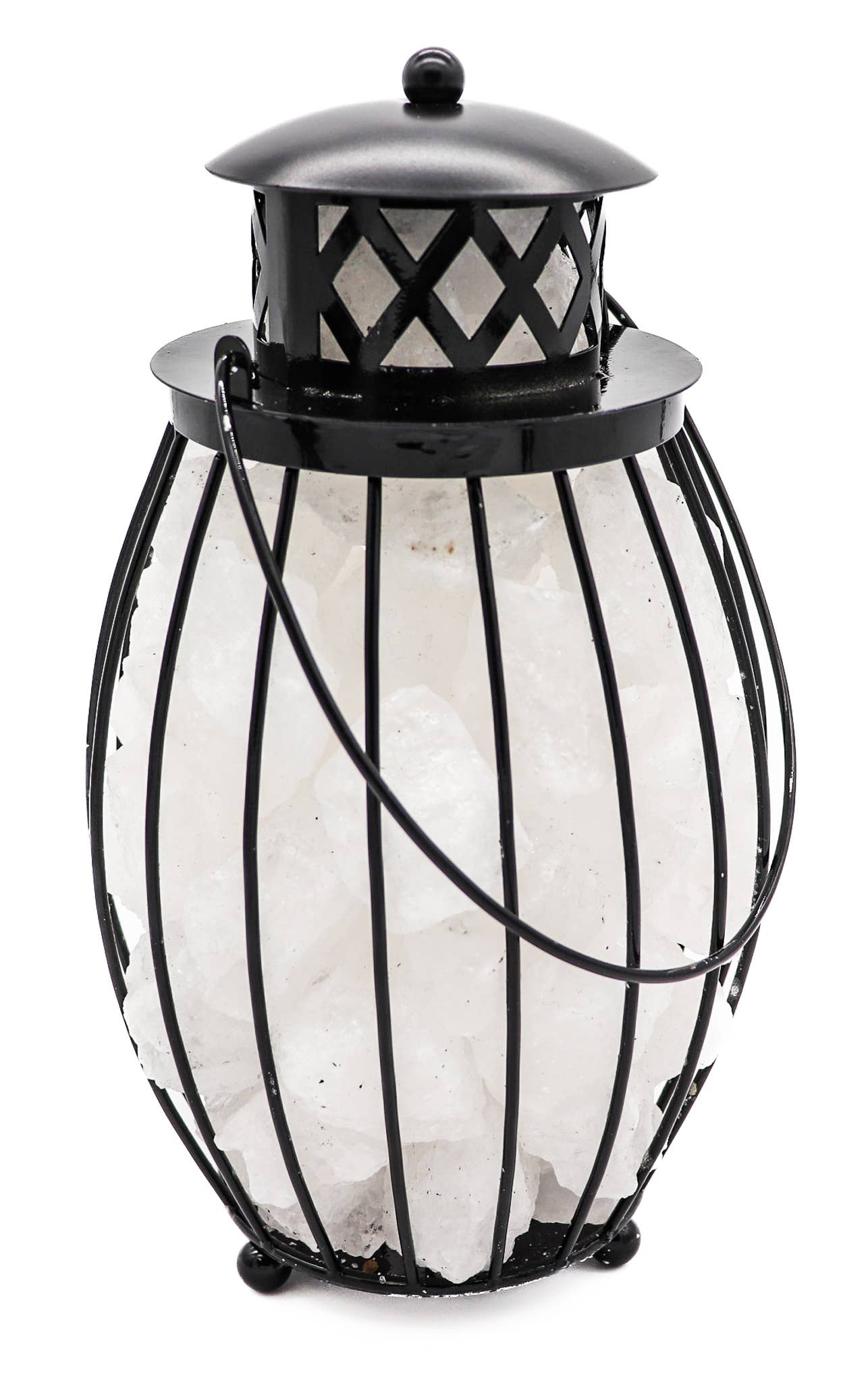 Lantern Lamp w/ WHITE Himalayan Salt Chunks