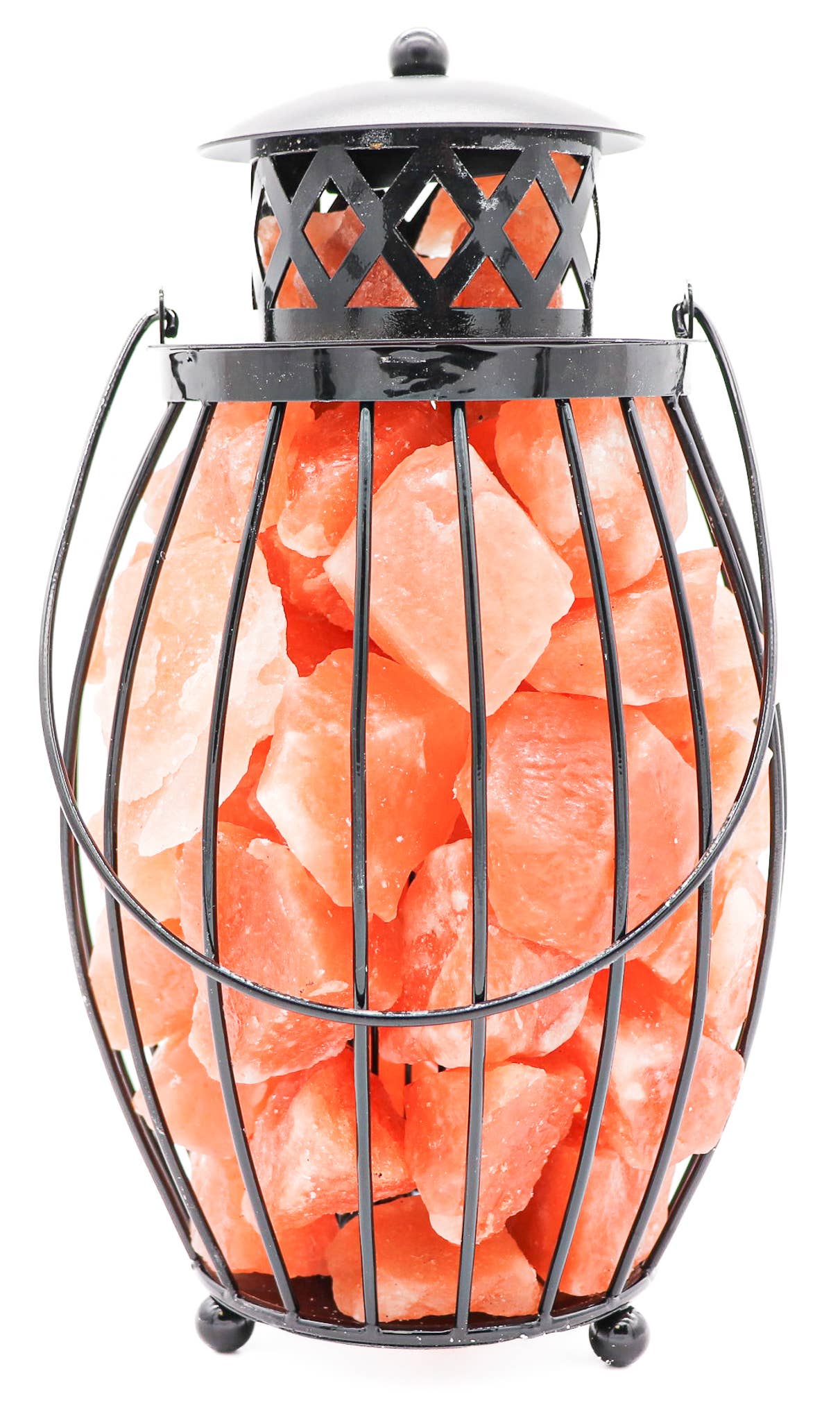 Lantern Lamp w/ RED Himalayan Salt Chunks