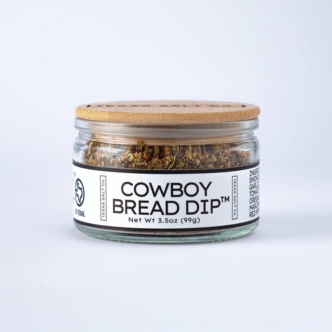Cowboy Bread Dip™ 3.5oz jar with bamboo lid by Texas Salt Co.