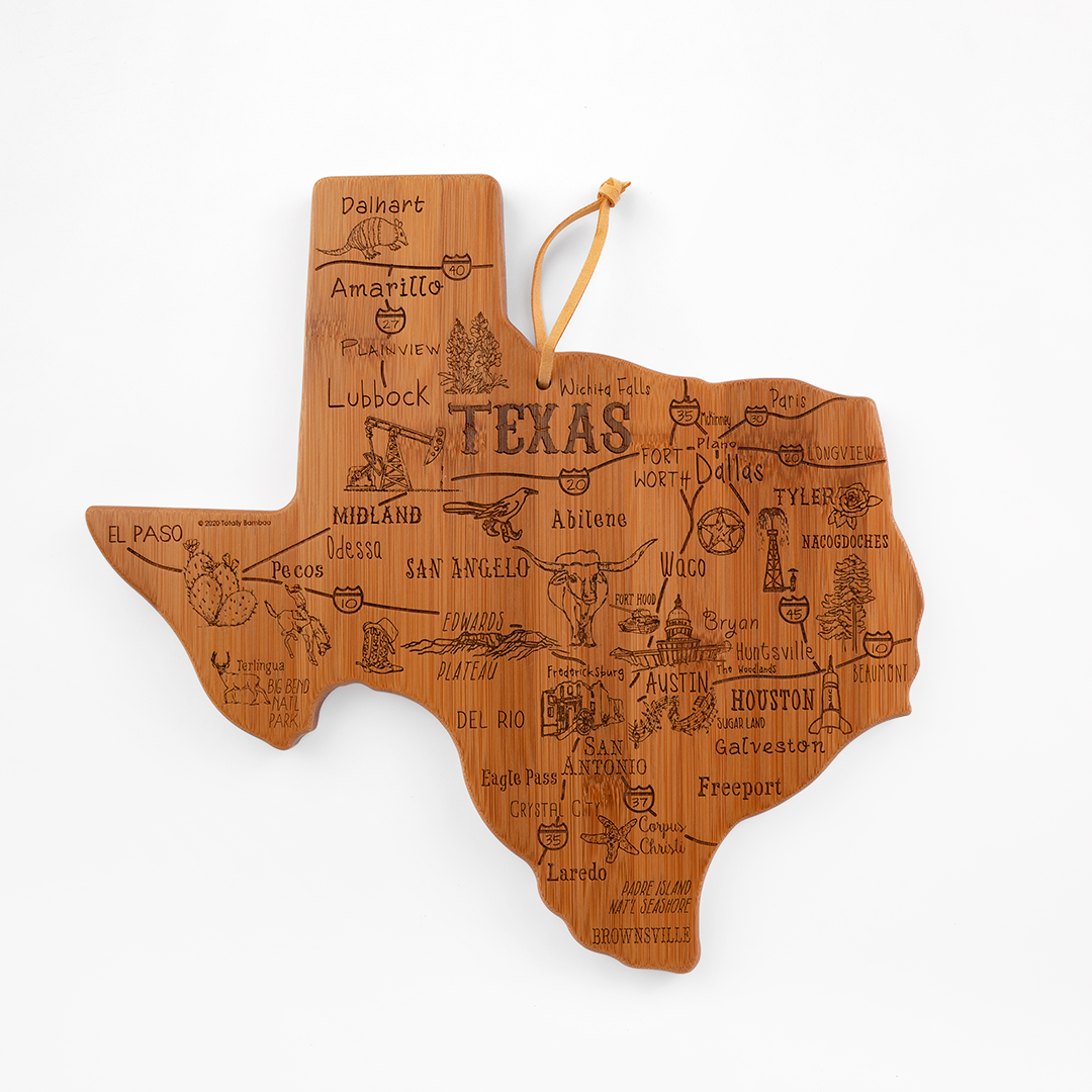 Destination Texas State-Shaped Serving & Cutting Board