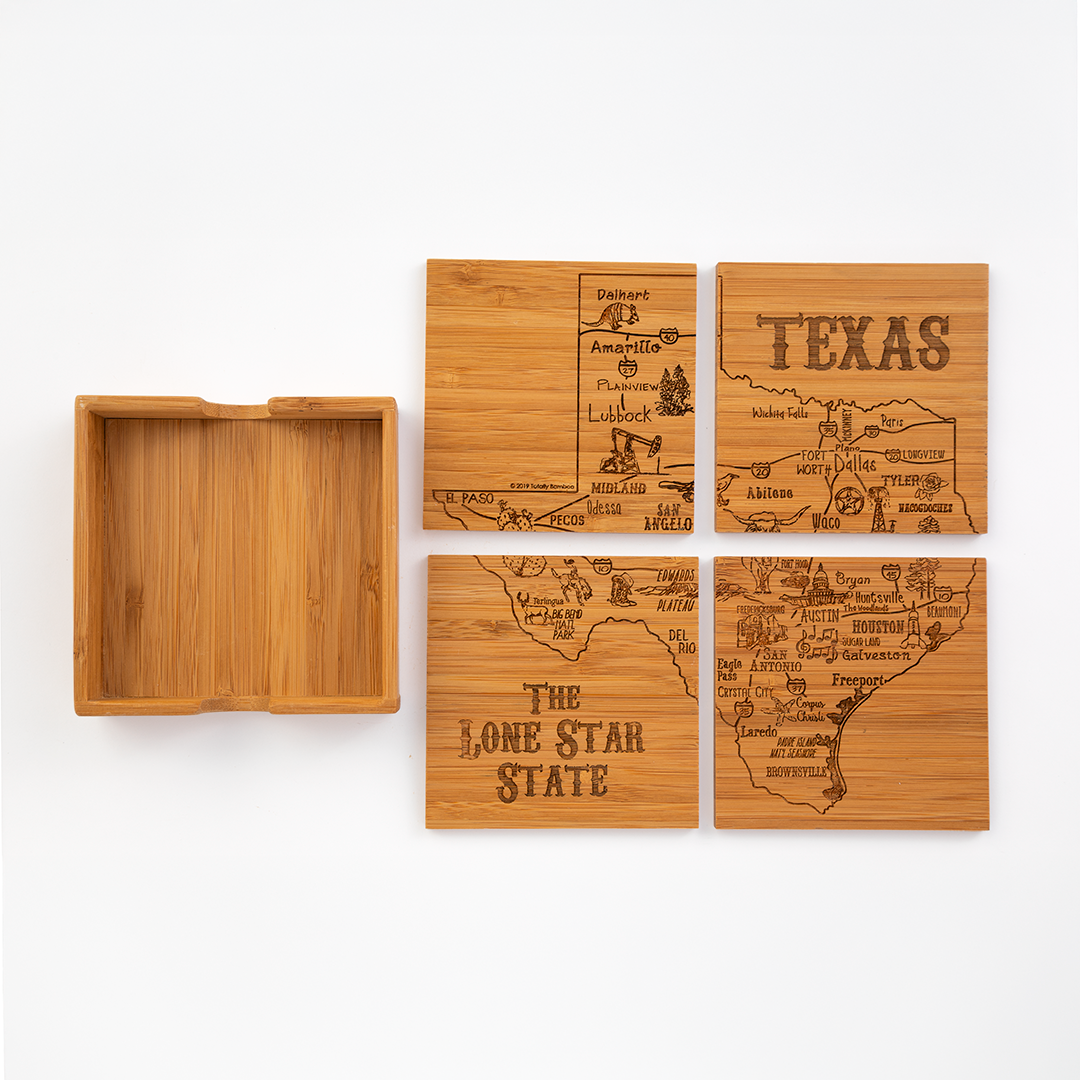Texas Puzzle 4-Pc. Coaster Set with Case