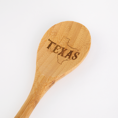 Texas Engraved Bamboo Cooking Spoon