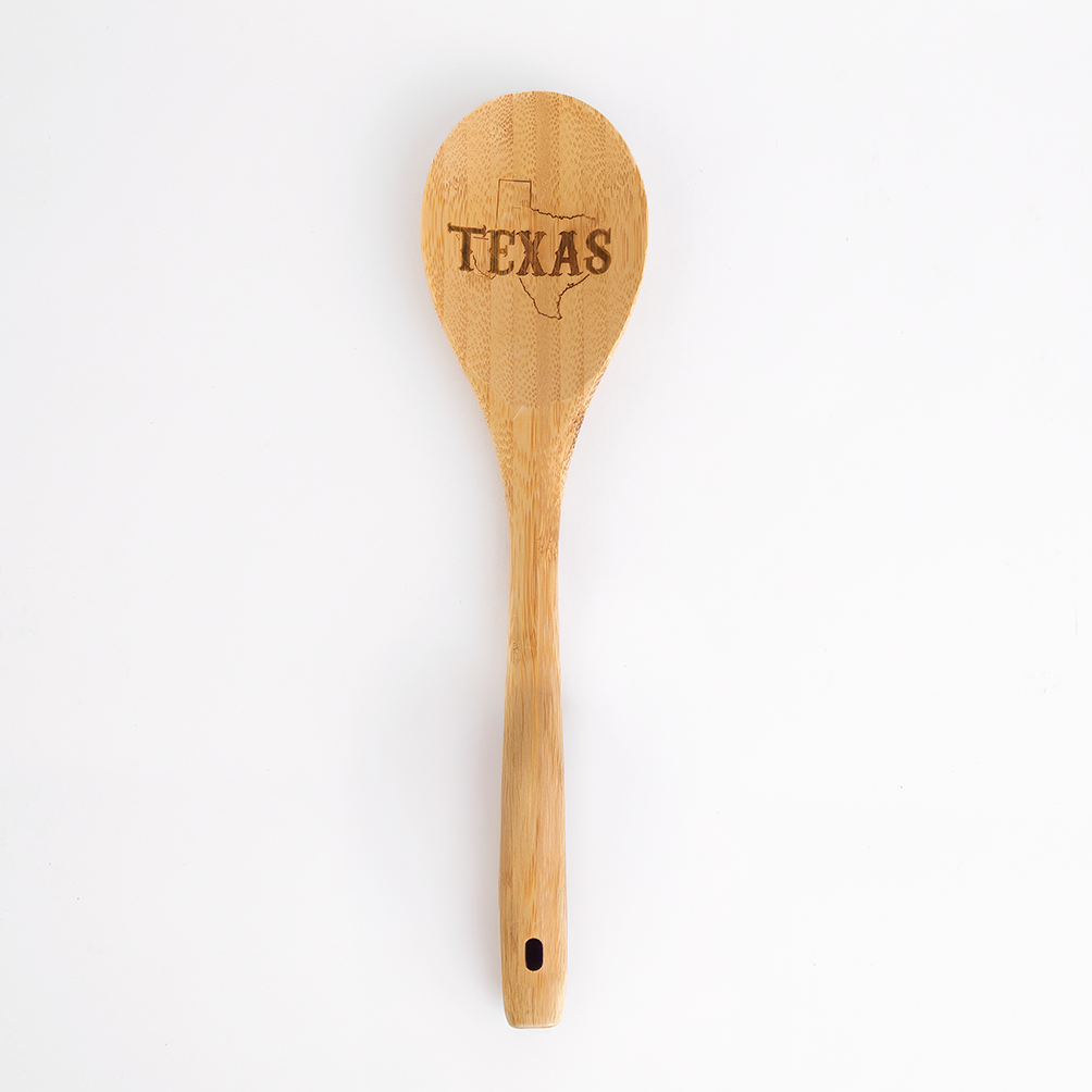 Texas Engraved Bamboo Cooking Spoon