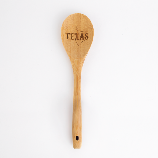 Texas Engraved Bamboo Cooking Spoon