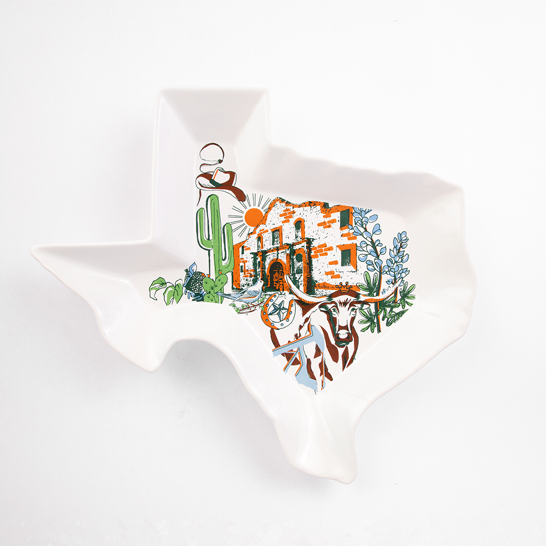 Texas Shaped Platter with art 10"