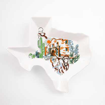 Texas Shaped Platter with art 10"