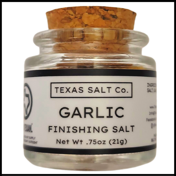 garlic finishing salt cork top