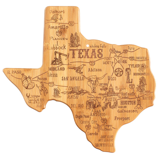 destination texas state-shaped serving & cutting board